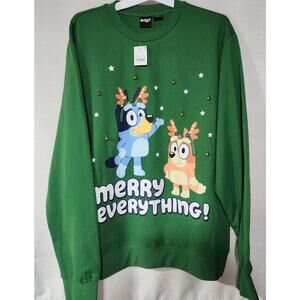 Bluey and pretzel green sweatshirt men's XL with bells